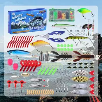 Рыболовный Адвент-календарь 2024 для взрослых мужчин и подростков. Рыболовные приманки. Рождественский календарь обратного отсчета. Подарок на Рождество. Мужу и другу. 7.68x4.02x1.18inch