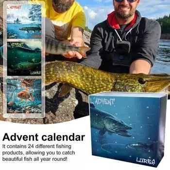 Рыболовный адвент-календарь 2024 года для мужчин, подростков, мальчиков, рыболовных приманок, снастей, аксессуаров, календарь обратного отсчета A