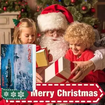 Рыболовный адвент-календарь 2024 года для мужчин, подростков, мальчиков, рыболовных приманок, крючков, аксессуаров, ежедневных сюрпризов для рыболовов, рождественских подарков для отца, парня, брата 4