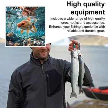 Рыболовный адвент-календарь 2024 года для мужчин, подростков, мальчиков, рыболовных приманок, снастей, аксессуаров, календарь обратного отсчета A