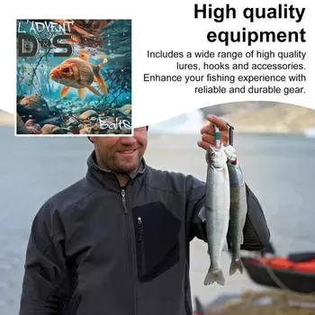 Рыболовный адвент-календарь 2024 года для мужчин, подростков, мальчиков, рыболовных приманок, снастей, аксессуаров, календарь обратного отсчета A