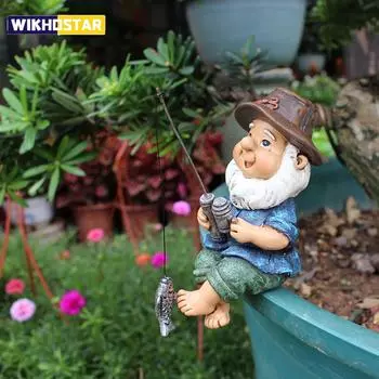 Рыболовный гном-сиденье, забавный, устойчивый к ультрафиолетовому излучению, смоляной, декоративный, садовый, газонный гном для двора, статуэтка газонного гнома, украшение для сада