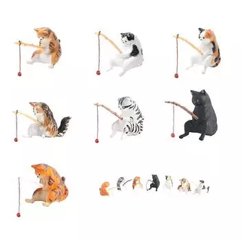 Рыболовный кот, украшение для аквариума, мультяшный аквариум, украшенный милыми рыбами, пейзажами, котами, ловящими рыбу, фигурки для хорошей погоды