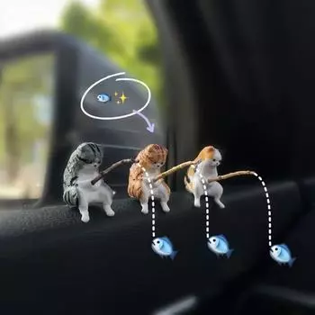 Рыболовный кот украшения для автомобиля украшения симпатичные смолы с авто зеркало заднего вида подвеска воздуховыпускное отверстие для автомобильных аксессуаров