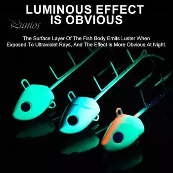 Рыболовный крючок 13 см 80/100 г, светящийся в темноте, прочный металлический светящийся двойной крючок для ловли на джиг в пресной воде и соленой воде 100g синий