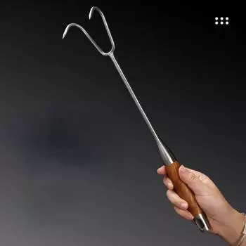 Рыболовный крючок для мяса из нержавеющей стали с ручкой из грушевого дерева, крючок для жареного бекона, жареной утки, маринованного мяса, двойной крючок, вилка для мяса