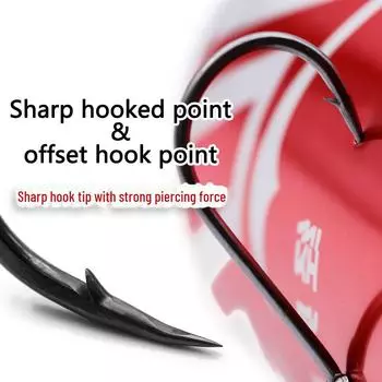 Рыболовный крючок из высокоуглеродистой стали с изогнутым зевом и зубцами для ловли крупной рыбы.. Уникальная плоская конструкция с кольцом на дне для удобства крепления. 0.5# [1 piece] чёрный