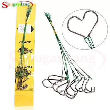 Рыболовный крючок, поводок из нержавеющей стали с проволокой, рыболовные крючки 3-0