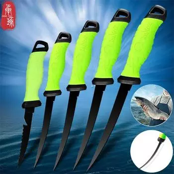 Рыболовный нож из нержавеющей стали, нож 5-9 дюймов, уличный кухонный нож для очистки чешуи, лезвие для филе мяса, устойчивое к соленой воде 5 INCH оранжевый