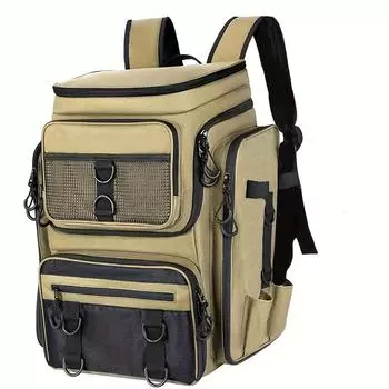 Рыболовный рюкзак с держателем для удилища, большая сумка для снастей на 11,1 галлона, рыболовное снаряжение для рыбалки, кемпинга, походов, подарок для мужчин на День отца, коричневый хаки