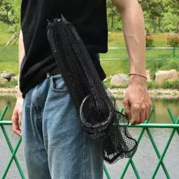 Рыболовный сачок из алюминиевого сплава с телескопической ручкой, портативный складной треугольный каркас, рыболовные принадлежности для ловли карпа чёрный