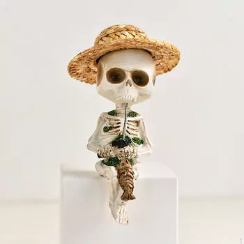 Рыболовный скелет статуя, садовая скульптура декоративный пейзаж ремесло украшение аквариума