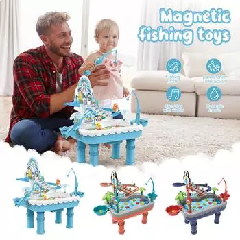 Рыболовный стол для детей, песочные и водные игрушки для малышей, настольные игрушки для игр с песком и водой на открытом воздухе для малышей, One Size синий