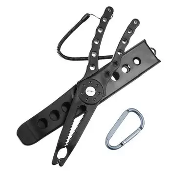 Рыболовный захват «крокодил» Рыболовный зажим для рыбы Плоскогубцы для рыбалки Рыболовный карабин со специальным держателем Рыболовные инструменты [APAGAI] (черный)