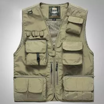 Рыболовный жилет, съемный, с несколькими карманами, многоцелевой, мягкий, удобный, дышащий, с воздушными отверстиями, куртка, многофункциональный уличный жилет для путешествий XL армия зеленый