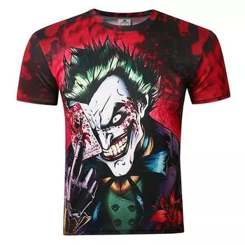 Рыцарь Темный Клоун Джокер Бэтмен 3d Топы Футболка Футболка с Круглым Вырезом и Коротким Рукавом L