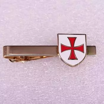 Рыцари-тамплиеры, крестоносцы, булавка, очаровательный крест, щит, узор, металлические зажимы для галстука, товары для декора делового костюма, позолоченный значок золотой