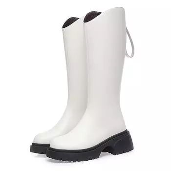 Рыцарские сапоги, женские зимние сапоги, женские шерстяные теплые женские длинные сапоги на платформе с v-образным вырезом, женские сапоги 35