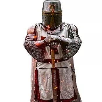 Рыцарский доспех стальной - рыцарь-тамплиер полный костюм для косплея и Хэллоуина | Кольчуга крестоносца