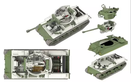 Ryfield Model M4A3 Sherman 76W VVSS Late Model Interior Upgraded Version Plastic Model RFM5136 1/35 w/Full (Tank)