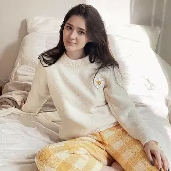 RYMD лечебная пижама брюки в клетку подсолнух зимний комплект верхняя и нижняя часть домашняя одежда single