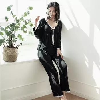 RYMD модальный бюстгальтер-чепчик с длинным рукавом белая лента из двух частей домашняя одежда черного цвета single