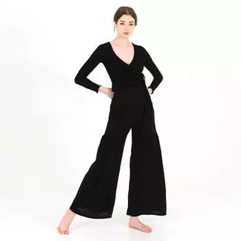 RYMD Высокая талия окантовка широкая юбка брюки черный single