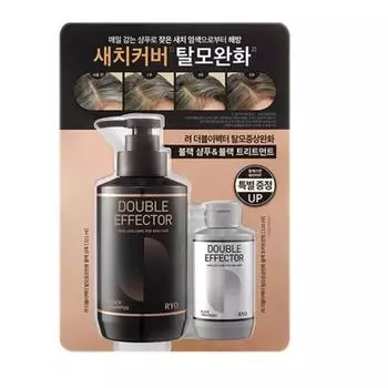 Ryo Double Effector Hair Loss Symptom Relief Черный шампунь 321 мл + Лечение 110 мл, 1 шт.
