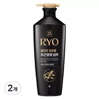 Ryo Hongjindan Black Bean Hair Root Nourishing Shampoo, Mildly Acidic White Floral Fragrance, 2 Pieces, 820ml