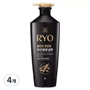 Ryo Hongjindan Black Bean Hair Root Nourishing Shampoo, Mildly Acidic White Floral Fragrance, 4, 820ml