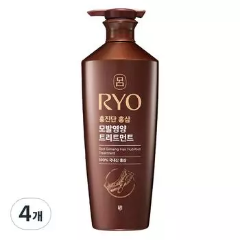 Ryo Hongjindan Red Ginseng Hair Nutrition Treatment Средство для питания волос с легким кисловатым белым цветочным ароматом, 4 шт., 820 мл