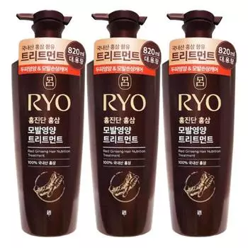Ryo Hongjindan Red Ginseng Hair Root Nutrition Treatment, 3 шт., 820 мл