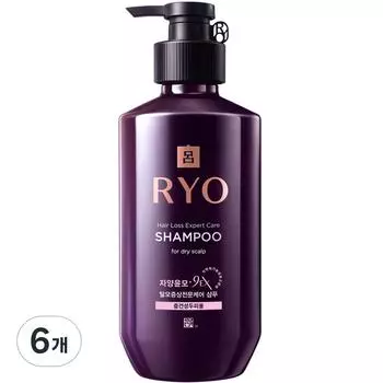Ryo Jayangyunmo 9EX Hair Loss Symptoms Professional Care Shampoo for Normal to Dry Scalp, 400ml, 6 pcs.
