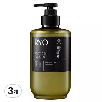 Ryo Мужской шампунь Rootgen Mildly Adic Protein Scalp Hair Loss Shampoo с ароматом бергамота и лаванды, 3 шт., 515 мл