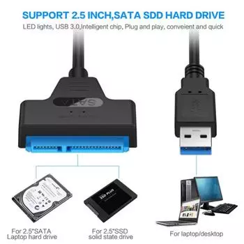 RYRA SATA к USB 3.0/2.0 Кабель Easy Drive USB 3.0 к Sata III Адаптер жесткого диска Внешний 2,5-дюймовый HDD SSD Адаптер жесткого диска HMM 20cm USB 2.0