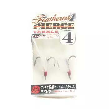 Ryugi HFP046 Тройные крючки с перьями, размер 4, белые (2328)
