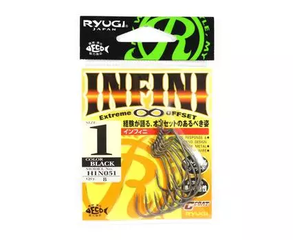 Ryugi HIN051 Офсетные червячные крючки Infini, размер 1 (8473)