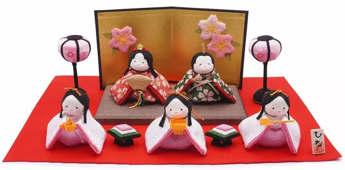 Ryukodo 5 Poteri Hina Складной экран Декорации Набор (Рюкодо) (Цветение вишни) 1-886