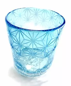 Ryukyu Glass x Tokyo Kiriko Rock Glass Chiyogami Sky (Hana Kiriko)