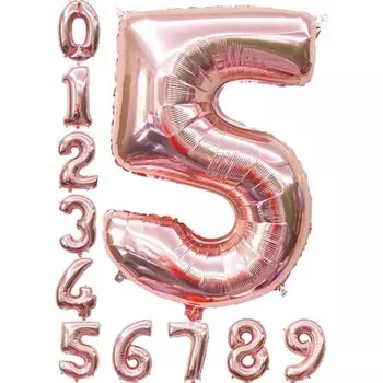 RYUSHINE Number Balloon Large Approx. 80cm Aluminum Balloon Birthday Decoration (Rose Gold, 5)
