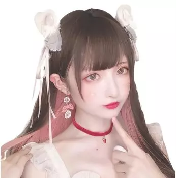 RyuuCos Длинный Длинный Холодный Розовый Маленький Жаркий Школьный Культурный Фестиваль Женский Парик, Волосы, Прямые, Коричневый, Парик, Лицо, Милый, Косплей, Устойчивый, Маскировка,