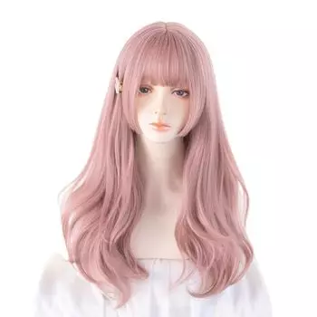 RyuuCos Лолита Длинные Кудрявые Розовые Светлые Глицинии Жара Школьный Культурный Фестиваль Парик, Волосы, Кудрявые, Челка, Парик, Волосы, Розовый, Косплей, Устойчивый,