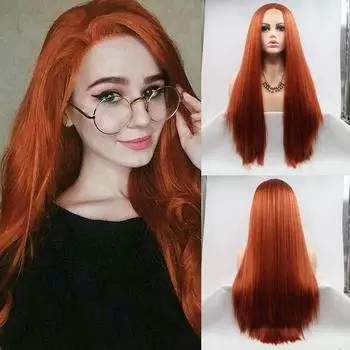 Рыже-коричневые длинные прямые волосы 32inch глубокая морковь оранжевый