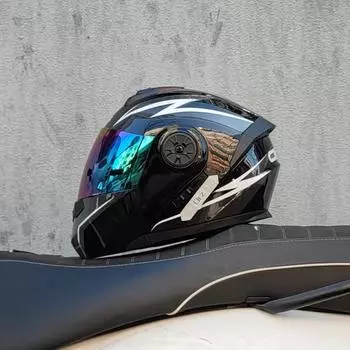RZ Новый шлем для мотоцикла, полный шлем для гонок с двойным солнцезащитным козырьком для женщин и мужчин, откидной, с двойной линзой DOT S