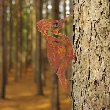 Ржавые металлические силуэты птиц, декор для садового забора, дятел Робин, деревенский двор, колышек, дизайн, художественные украшения для сада, принадлежности