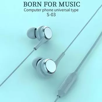 S03 3,5 мм проводные наушники-вкладыши стерео басовые наушники с микрофоном чёрный