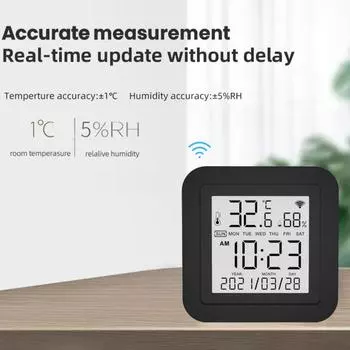 S09A Tuya WiFi 3 в 1 Инфракрасные пульты дистанционного управления Контроль температуры Обнаружение влажности Интеллектуальный S-сенсор чёрный