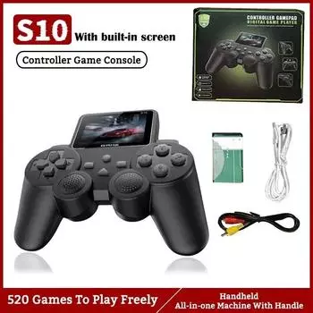 S10 Мини пульт дистанционного управления Ручки портативная консоль 520 игр AV выход видео два игрока контроллер детский подарок 8-бит чёрный