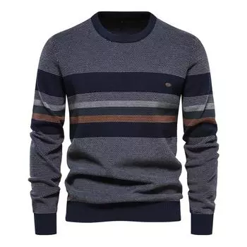 S1120564 Мужской свитер в полоску из трикотажа S
