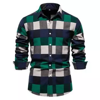 S1120583 Мужские рубашки с длинными рукавами, клетчатые топы S коричневый